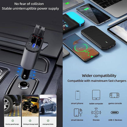 4-in-1 Retractable Car Charger