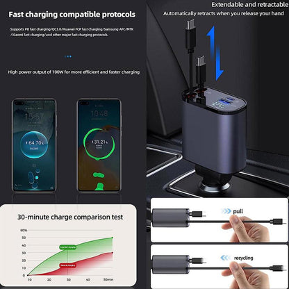 4-in-1 Retractable Car Charger