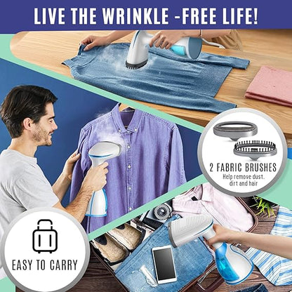 3-in-1 Portable Garment Steamer + Lint Remover + Fabric Brush