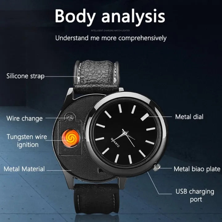 New Military USB Lighter Watch Men's