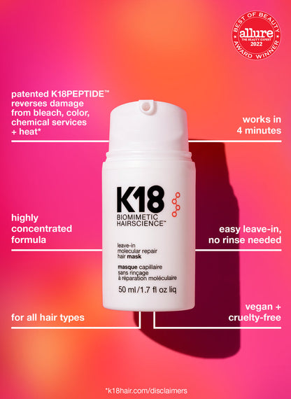 K18 Leave-In Molecular Repair Hair Mask - Repair Damaged Hair in Just 4 Minutes ✨