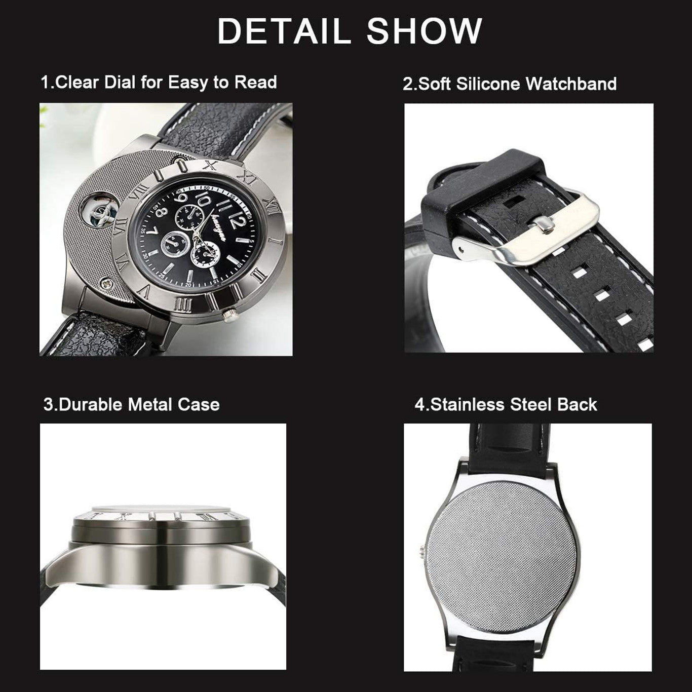 New Military USB Lighter Watch Men's