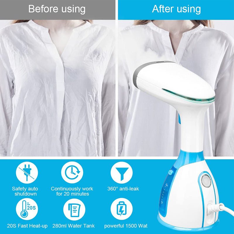 3-in-1 Portable Garment Steamer + Lint Remover + Fabric Brush