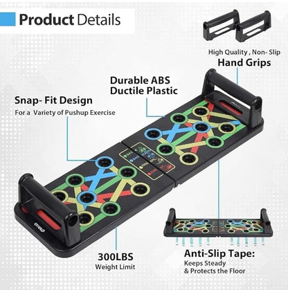 Foldable Push-Up Board – Color-Coded Home Gym Training System
