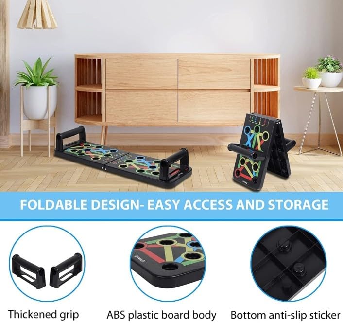 Foldable Push-Up Board – Color-Coded Home Gym Training System