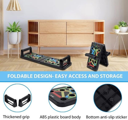 Foldable Push-Up Board – Color-Coded Home Gym Training System