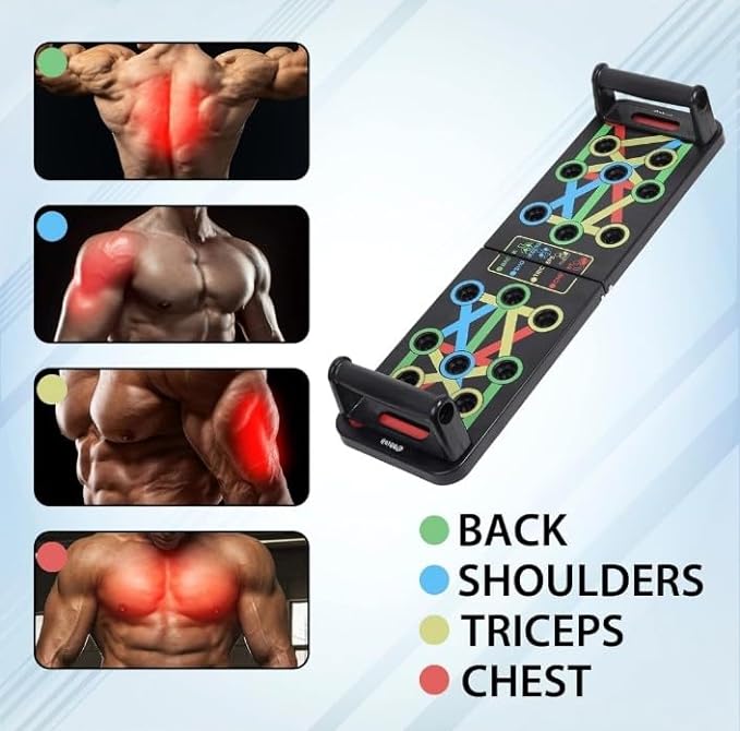 Foldable Push-Up Board – Color-Coded Home Gym Training System