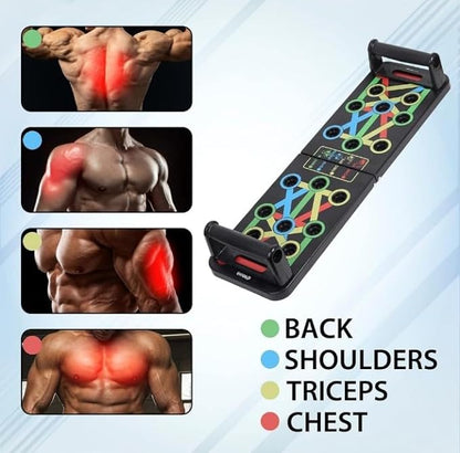 Foldable Push-Up Board – Color-Coded Home Gym Training System
